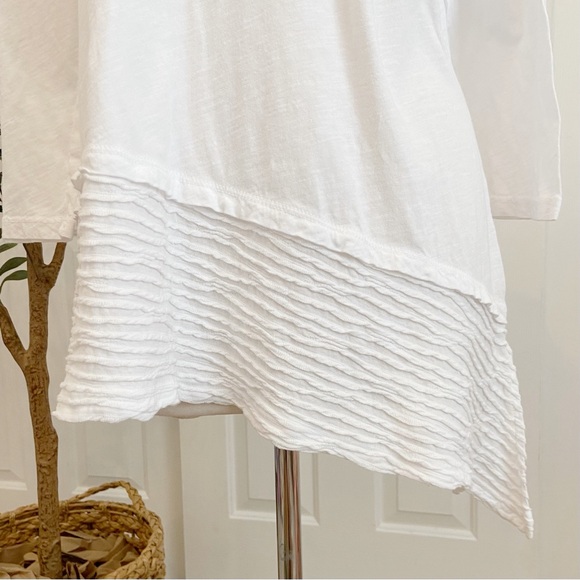 Crisp All White Cotton TUNIC with Asymmetrical Hem - Picture 7 of 10